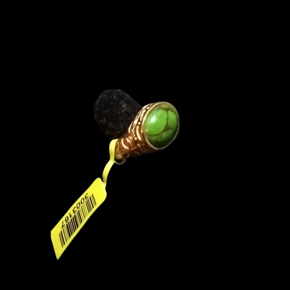 Karis Collection Mojave Green Turquoise 18K YG Plated Locket Ring - Picture 7 of 9